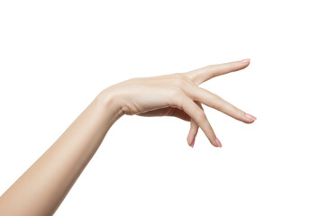 Isolated elegant manicured hand gesturing in the air for a refined beauty or lifestyle shot