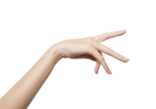 Isolated elegant manicured hand gesturing in the air for a refined beauty or lifestyle shot