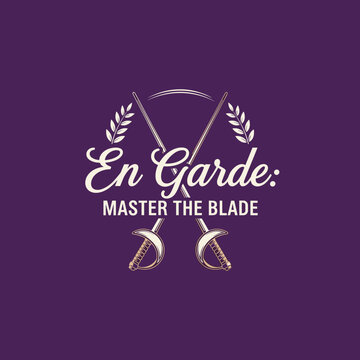 En Garde Master the Blade logo featuring crossed fencing swords and laurel wreath.