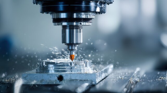 A light blue setting features a 5 axis CNC mill shaping mold components with a solid barrel end mill utilizing multi axis machining with a solid ball end mill