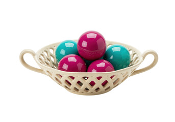 Isolated bowl filled with colorful gumballs ready to serve as treats or candy shop supplies