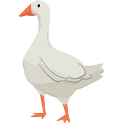 A White Goose With Orange Beak And Feet Standing Isolated On A Transparent Background Detailed Feather Texture And Pixel Art Style
