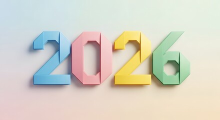 Vibrant 2026 numbers in pastel colors celebrate upcoming year