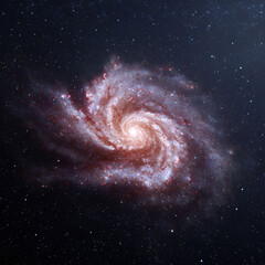 Majestic spiral galaxy swirling in the cosmos, radiating ethereal light. A stunning cosmic vision, perfect for science, astronomy, or inspirational designs.