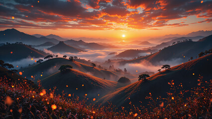 sunset in the mountains