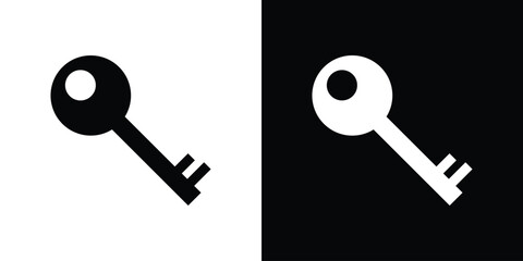 key icon in solid silhouette set. Vector Illustration.