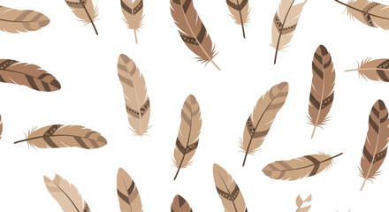 Seamless pattern with feathers for textile design