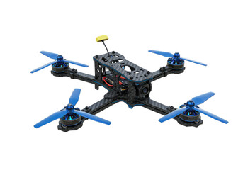 Isolated drone quadcopter concept for aerial photography, remote control flying system tech