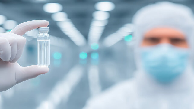 Plasma, Medical researcher with fresh plasma vial in a lab setting.