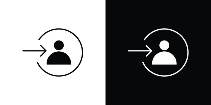 Login icon in solid silhouette set. Vector Illustration.