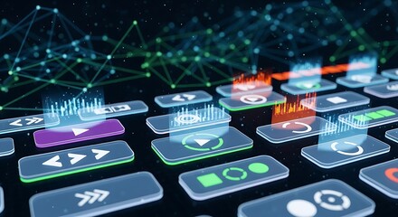 Abstract digital buttons with network overlaying