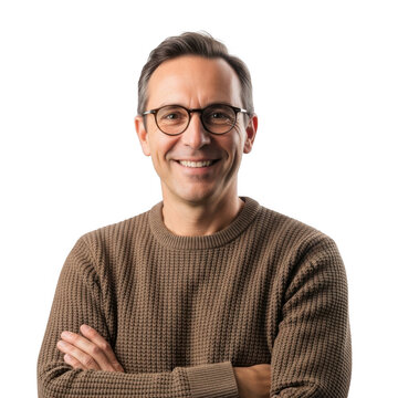 Man smiling wearing sweater isolated on transparent background isolated on transparent background indoor, outdoor, no people, keyword 30