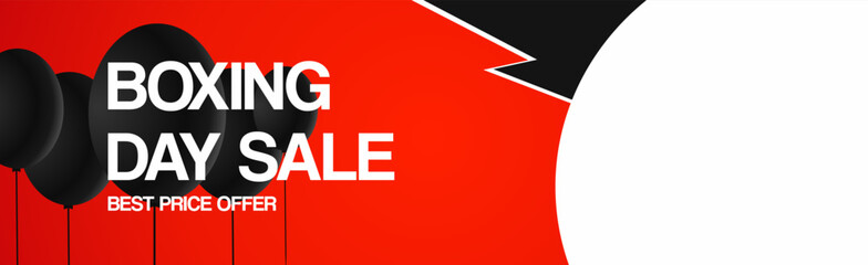 Boxing day sale banner. Creative background for web header with empty space for product images and Boxing day special offers