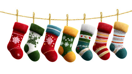 Christmas stocking hanging decor isolated on white background