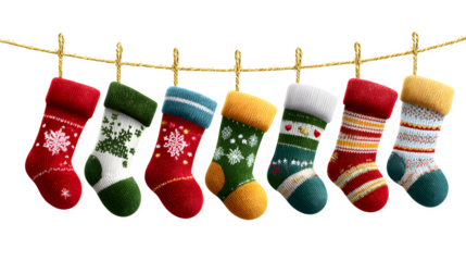 Christmas stocking hanging decor isolated on white background