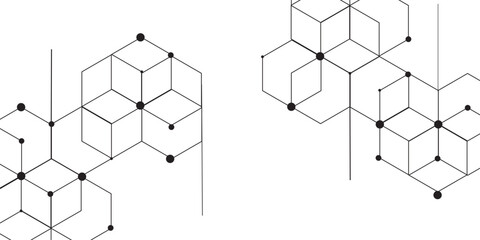 Hexagon concept design abstract technology background. with 3D Futuristic honeycomb mosaic white background .Science network pattern, connecting lines and dots Medical background, Vector illustration