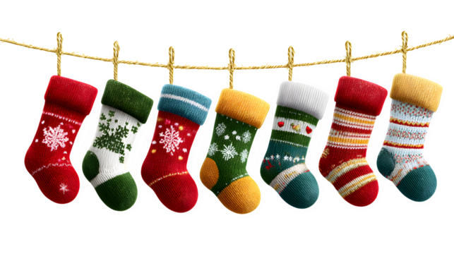 Christmas stocking hanging decor isolated on white background