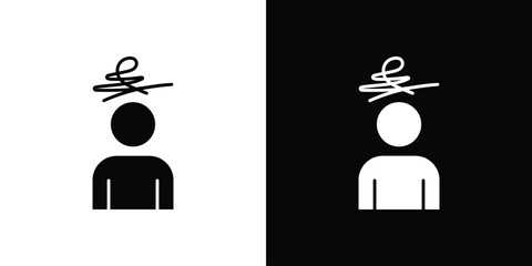 Mental disorder icon in solid silhouette set. Vector Illustration.