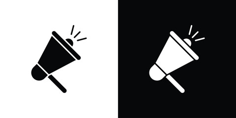 Megaphone icon in solid silhouette set. Vector Illustration.