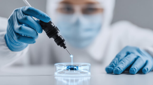 Plasma, A scientist adjusting a plasma field generator with glowing effects in a futuristic setting.