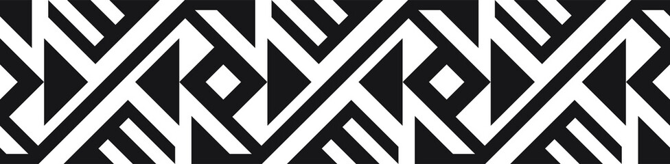 Abstract border pattern design, seamless decorative geometric frame, ethnic motif design. Universal design element.