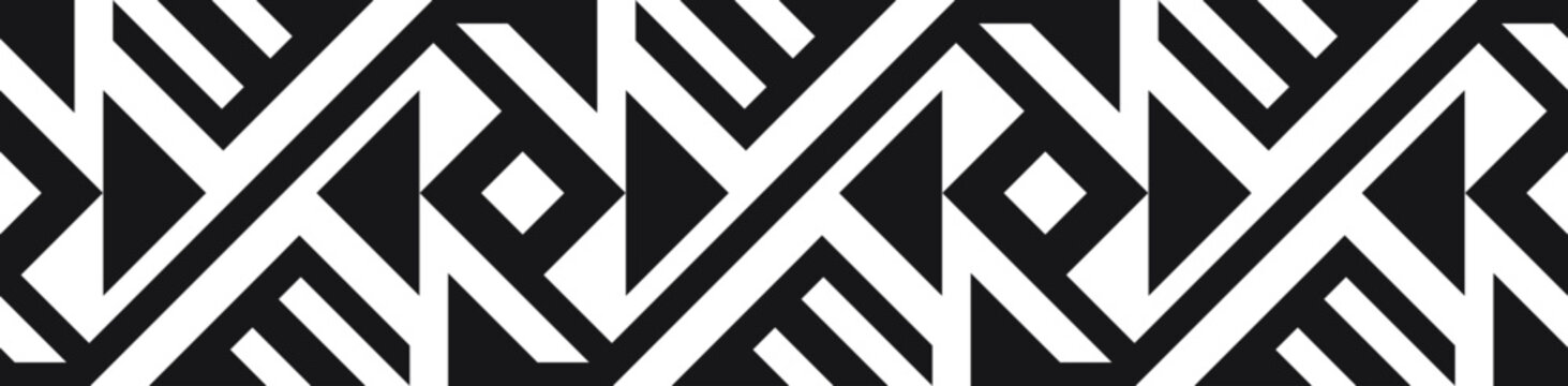 Abstract border pattern design, seamless decorative geometric frame, ethnic motif design. Universal design element.