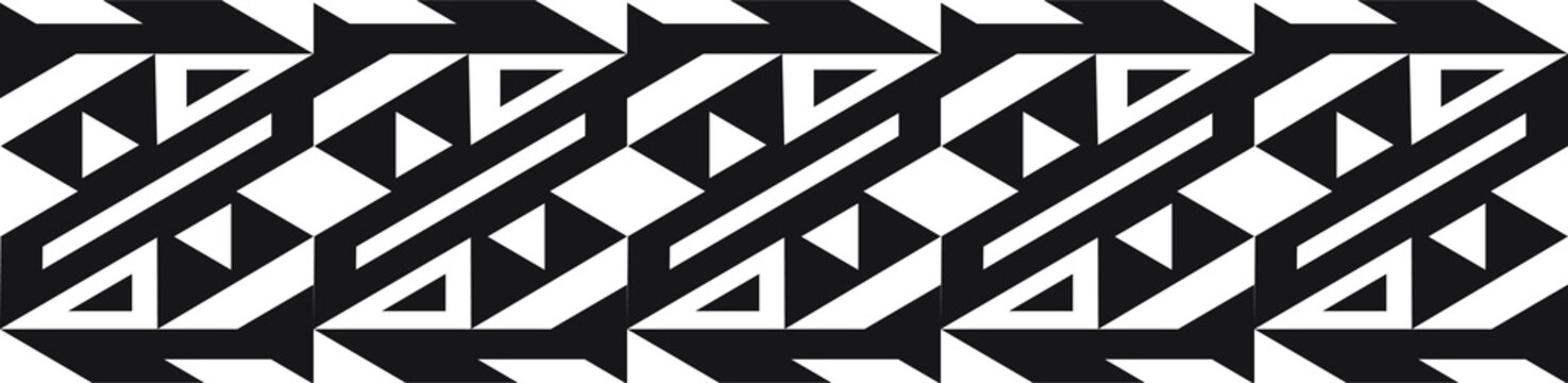 Abstract border pattern design, seamless decorative geometric frame, ethnic motif design. Universal design element.