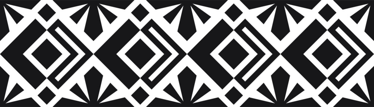 Abstract border pattern design, seamless decorative geometric frame, ethnic motif design. Universal design element.