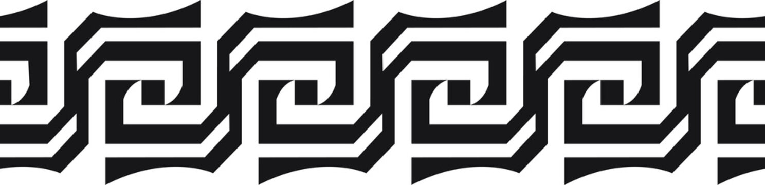 Abstract border pattern design, seamless decorative geometric frame, ethnic motif design. Universal design element.