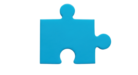 Isolated blue puzzle piece, problem solving and finding solutions, connection symbol