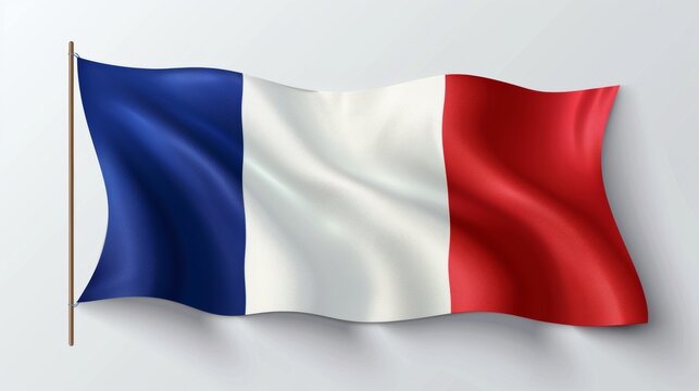 Realistic fabric flag of france celebrating independence day with vibrant colors and design