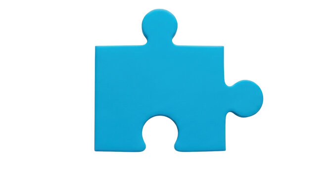 Isolated blue puzzle piece, problem solving and finding solutions, connection symbol - Powered by Adobe