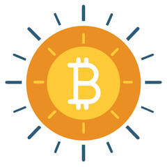 Bitcoin sun isolated on white background, symbolizing the rising value and potential of cryptocurrency