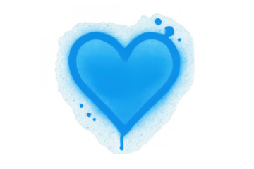 Blue spray painted heart expressing love and romance in a graffiti street art style, isolated on a transparent background