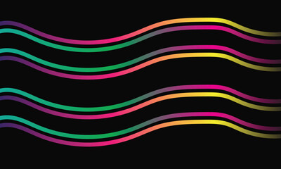 Abstract colorful wave lines background. Rainbow Flow Pattern on black background.