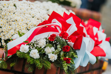 kwiat, roślin, czerwień, dekoracja, bukiet, święto niepodległości, kwiaty, białe, czerwone,  polska