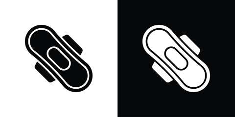 Sanitary pad icon in solid silhouette set. Vector Illustration.