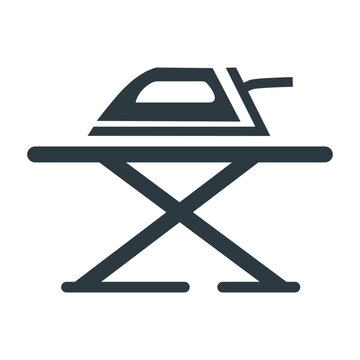 Iron and ironing board icon.