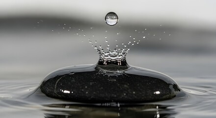 Water Droplet Impacting a Smooth Surface Creating Splash and Crown