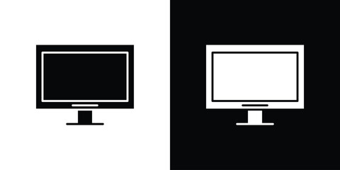 Screen icon in solid silhouette set. Vector Illustration.