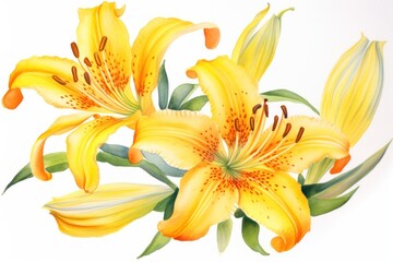 Obraz premium Lily boarder flower plant white background.