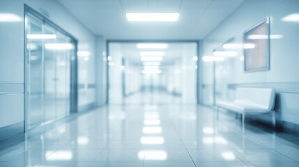 クリーンで明るい病院の廊下