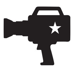 
Digital camera silhouette icon with circular arrows for photography concept