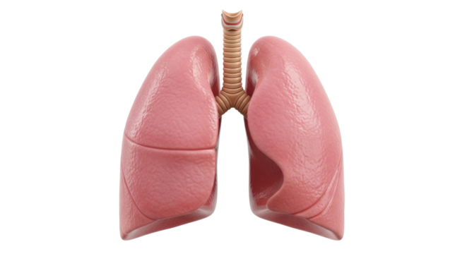 Isolated human lungs, anatomical respiratory system illustration for medical or science study