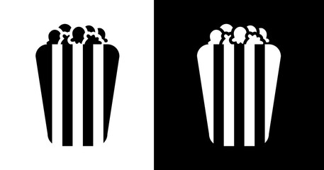 black and white illustration of popcorn icon