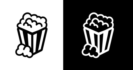 black and white illustration of popcorn icon