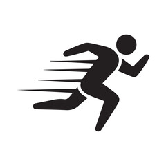 Silhouette of a runner in motion with speed lines