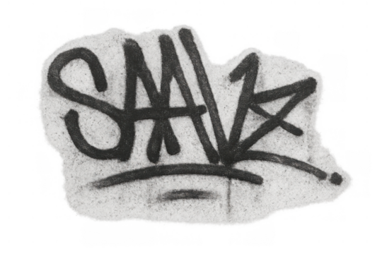 Graffiti tag spray painted with black paint on a light background, urban street art culture, transparent background