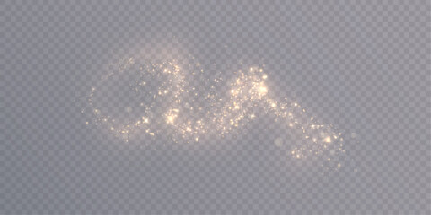Golden shimmering particles and sparks of light dust on a transparent background. Suitable for festive designs, magical effects, glow effects, New Year's and wedding decorations.  © MAKSYM