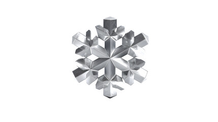 Fototapeta premium 3D silver snowflake with reflective surface isolated on white background